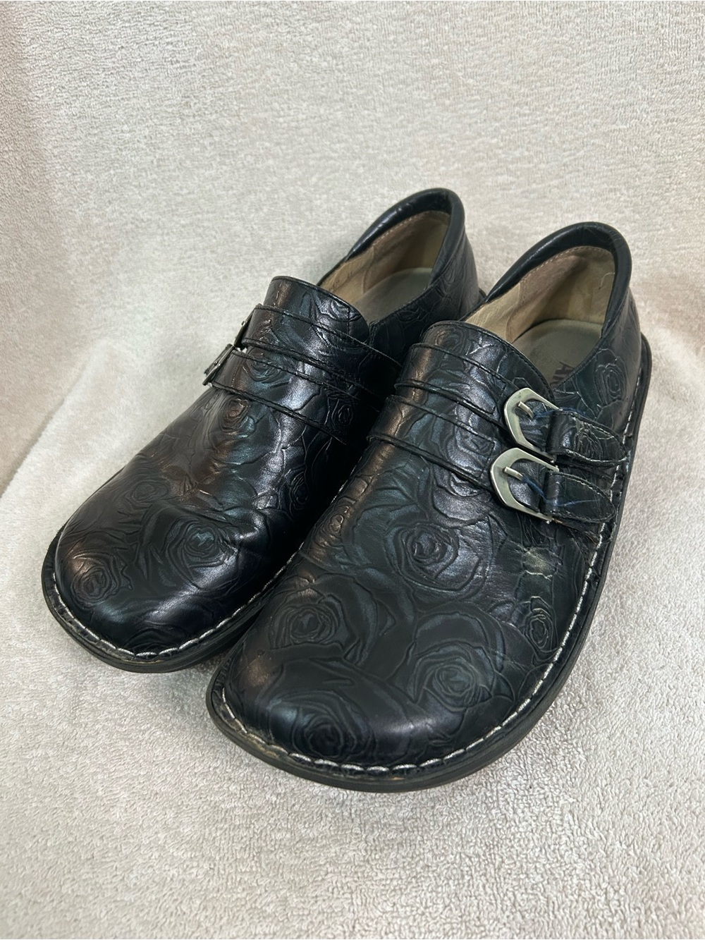 Alegria Alli Clogs Loafers Shoes Womens Size 10.5-11 US 41 EU Black Silver Rose